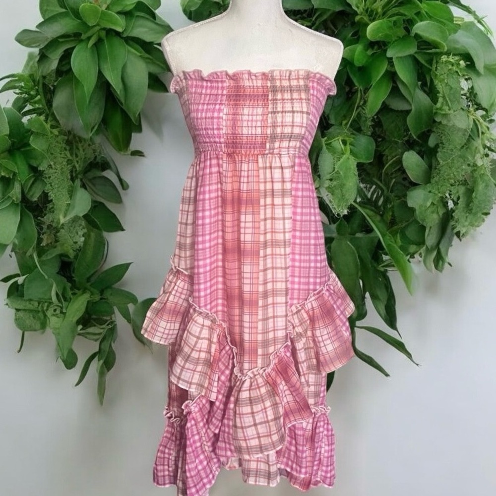 LIFE Pink Plaid Ruffle Convertible Dress/Skirt - Size M; NWT!